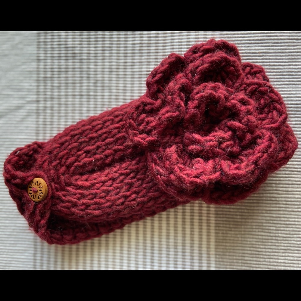 Wool Headwrap with Large Flower